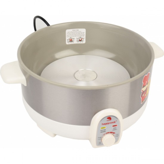 Nồi Lẩu Điện Đa Năng Nắp Kính Có Xửng Hấp 3.5 Lít Happy Cook HCHP-350ST