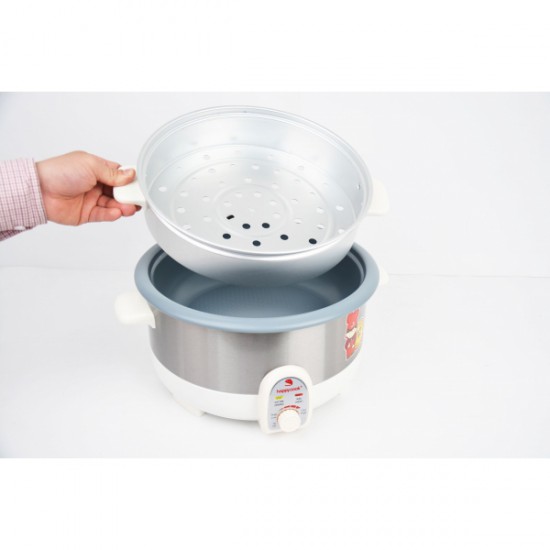 Nồi Lẩu Điện Đa Năng Nắp Kính Có Xửng Hấp 3.5 Lít Happy Cook HCHP-350ST