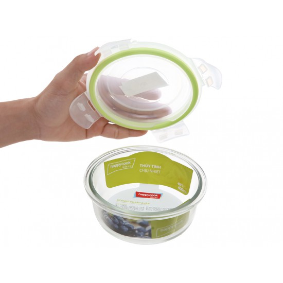 Hộp Thuỷ Tinh Hình Tròn 400ml Happy Cook Glass HCG-040C