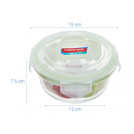 Hộp Thuỷ Tinh Hình Tròn 400ml Happy Cook Glass HCG-040C