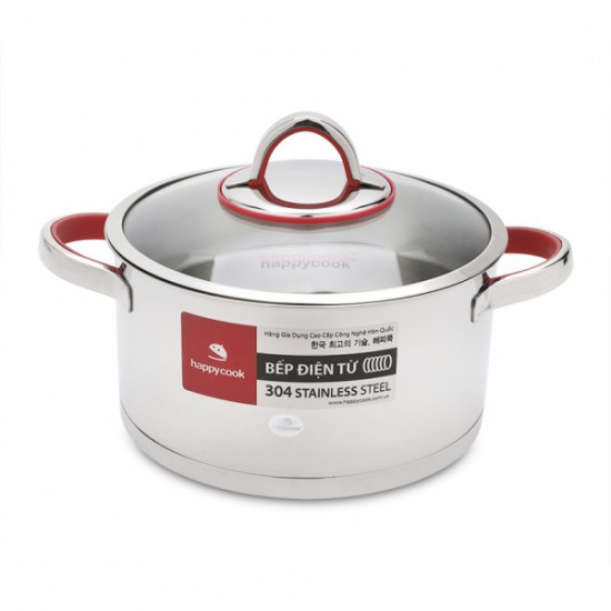 Bộ Nồi Inox 304 Cao Cấp 3 Đáy Bếp Từ Nắp Kính Happy Cook Aries HC06AR
