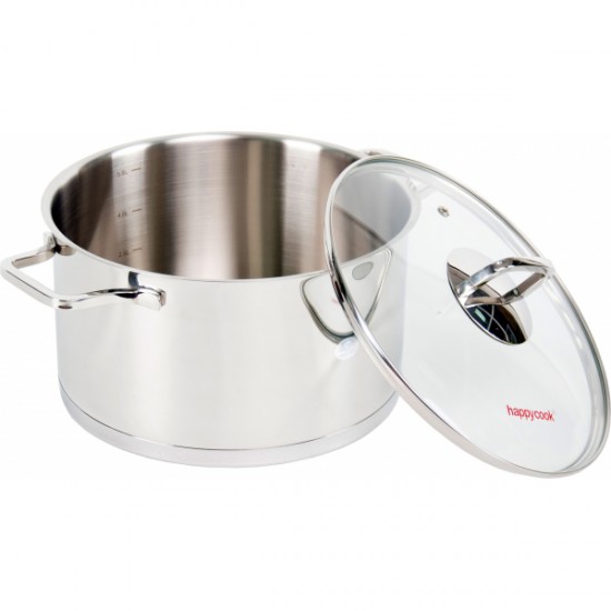 Nồi Inox 304 Cao Cấp 3 Đáy Bếp Từ Nắp Kính 20cm Happy Cook Novelty HC-20NV