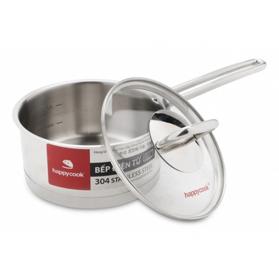 Quánh Inox 304 Bếp Từ Nắp Kính Cao Cấp 16cm Happy Cook Novelty Q16-NV